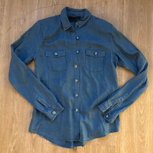 The Kooples Jeans Blue Soft Button Down Shirt With Turquoise Buttons 2